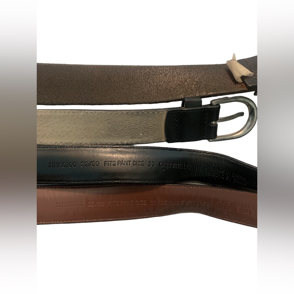 Men's Leather Belt Bundle - Black, Brown, Tan Sizes 30/32 & XL